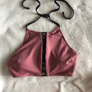 PINK Laceup High-neck Swim top
